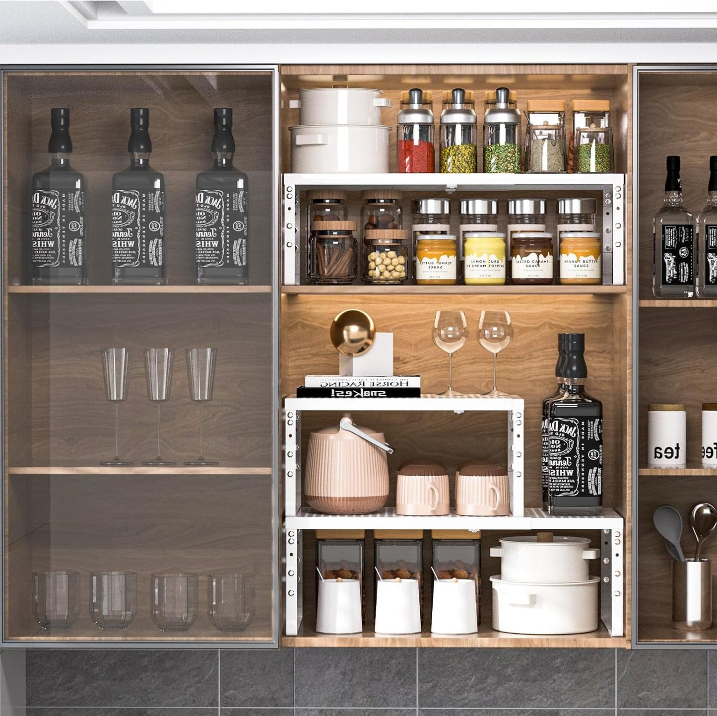 Ipotive Estante de gabinete, Organizador de cocina expandible ajust...