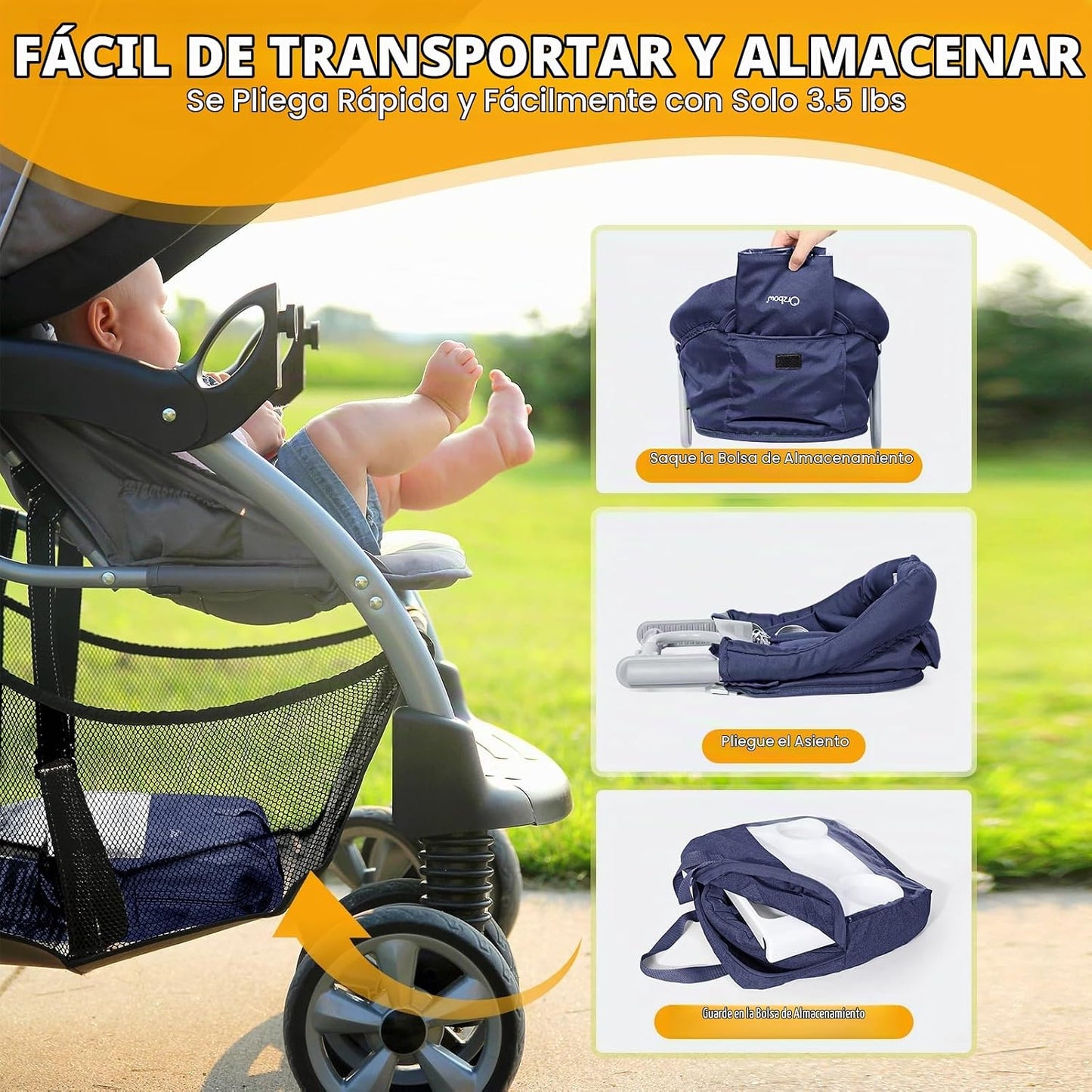 Silla alta con gancho Orzbow para bebés y niños pequeños de 6 a 36...