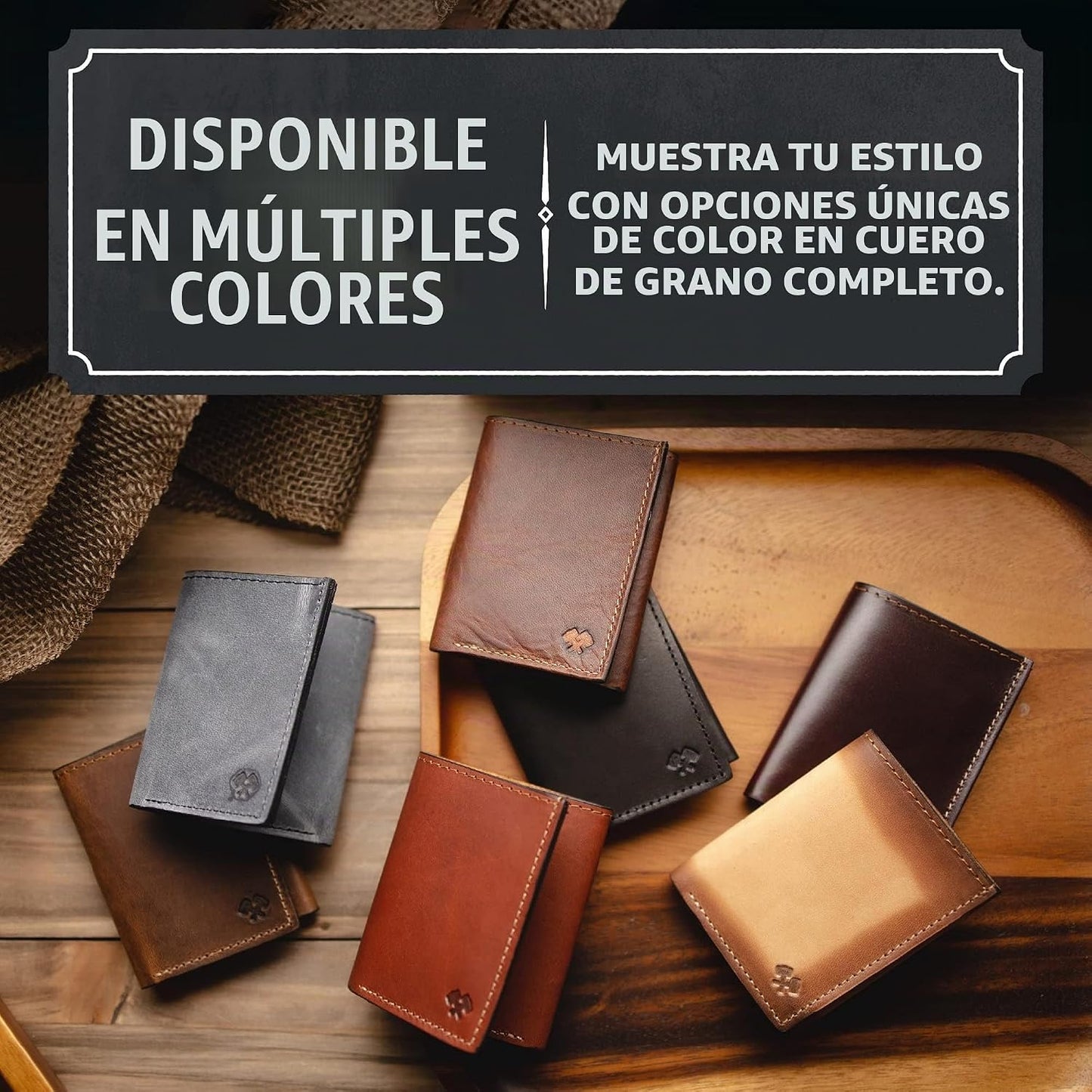 Billetera de cuero triple para hombre | Hecho en Estados Unidos | C...