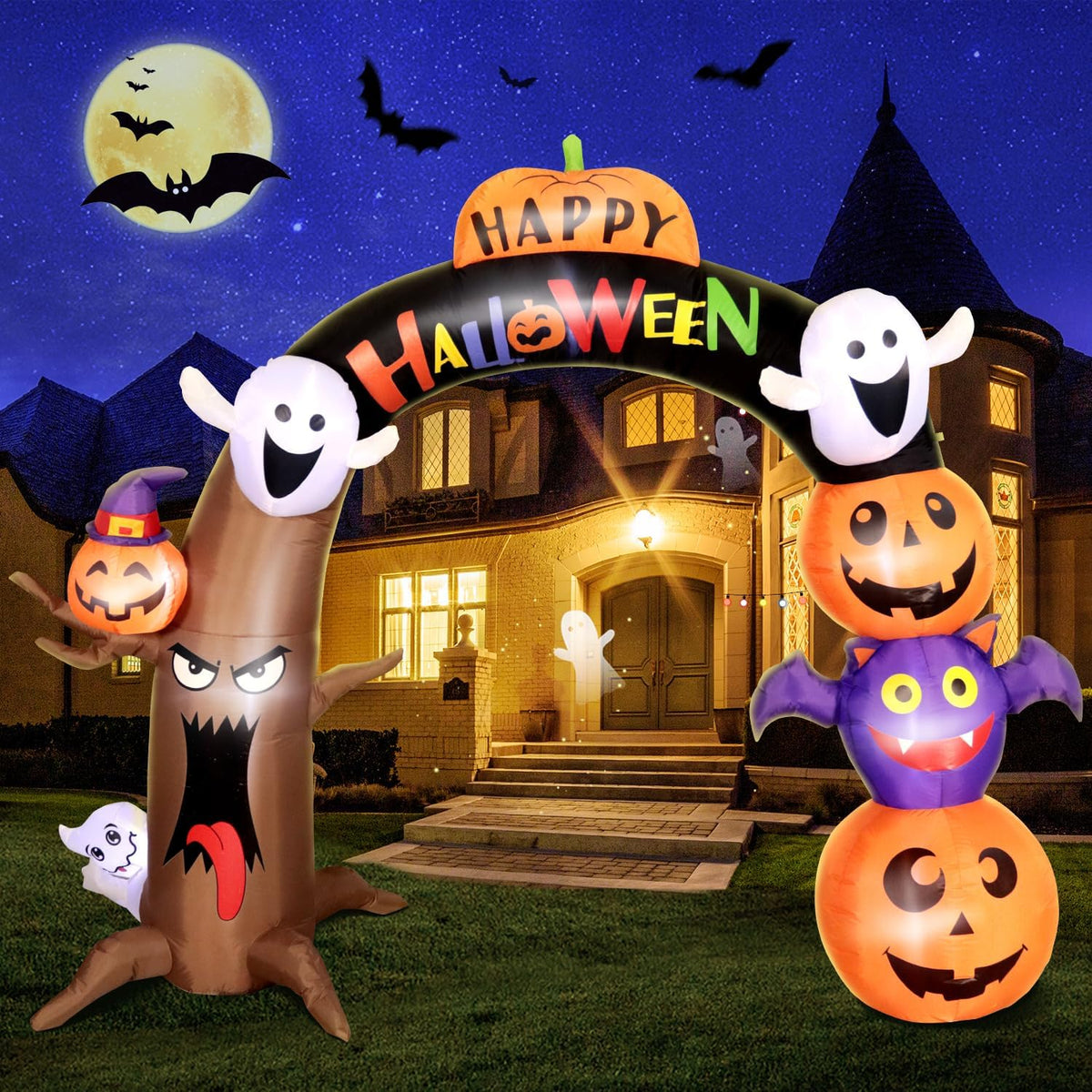 DomKom - Decoración inflable de Halloween de 10 pies de largo y 8 p...