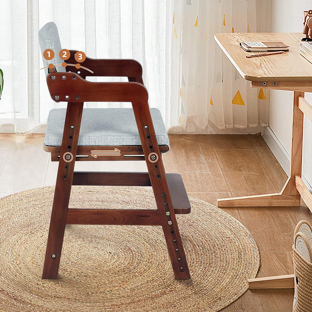 Ezebaby Silla Alta de Madera para Niños Pequeños a Adolescentes Sil...