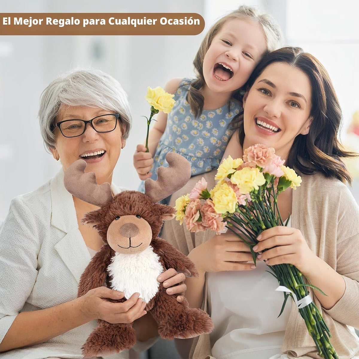 SuzziPals Alce de Peluche Calentable y Enfriable, Almohadillas de C...