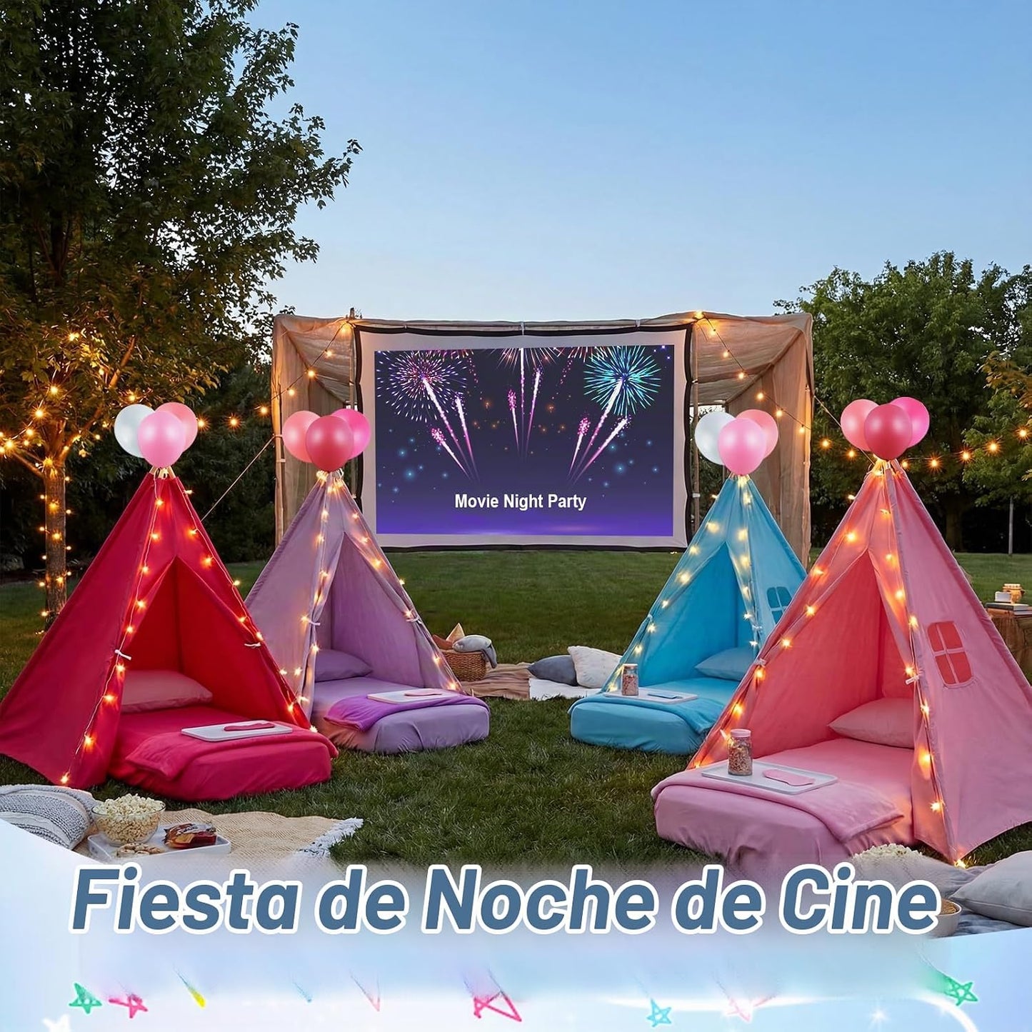 Windyun Paquete de 4 Carpas Tipi para Niños para Fiesta de Pijamas...