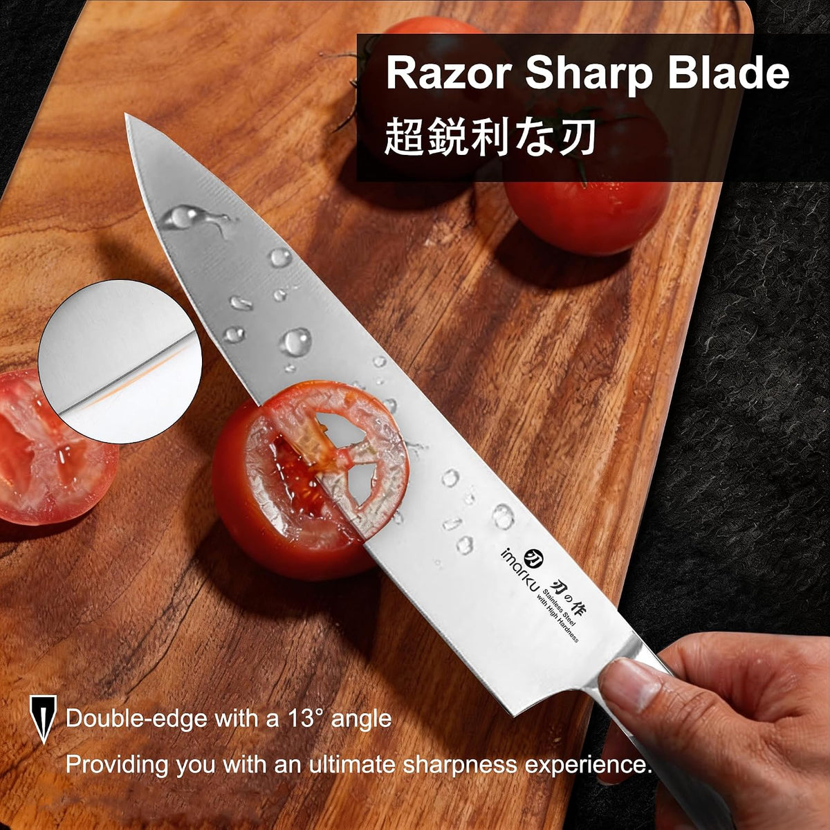 imarku - Juego de cuchillos de cocina de acero inoxidable japonés H...