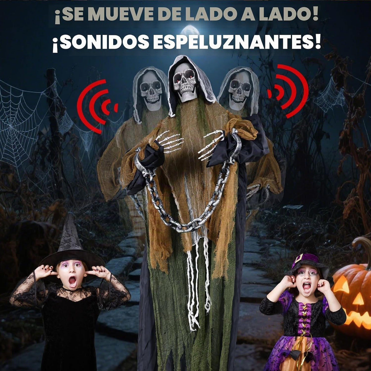 MGparty - Parca animatrónica de Halloween de 74 pulgadas para decor...