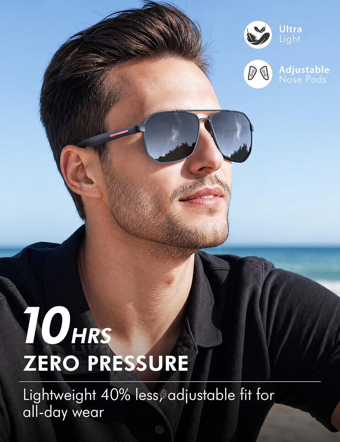 LUENX - Gafas de sol Aviator para hombres con lentes polarizadas po...