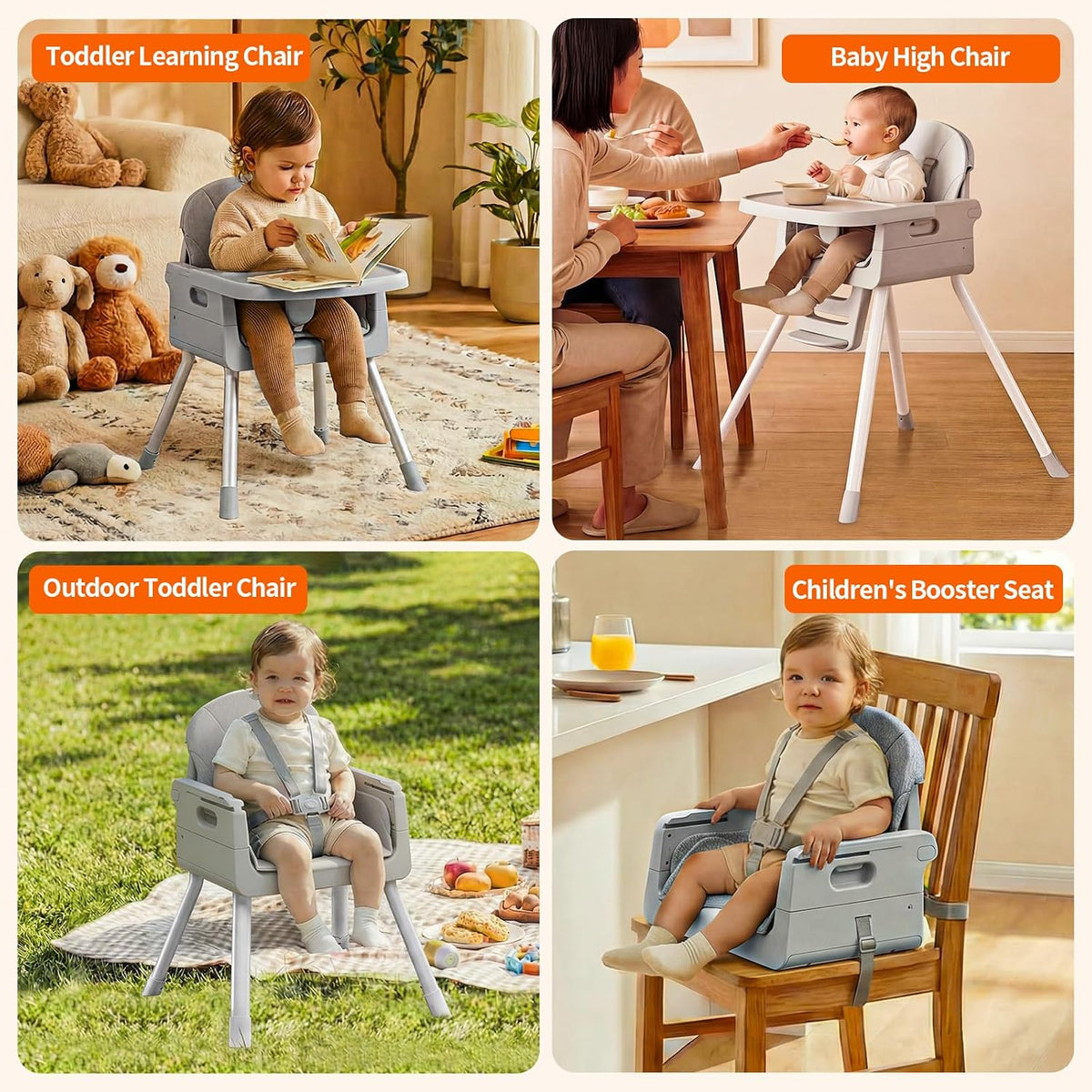 Silla alta 3 en 1 para bebés y niños pequeños, asiento y comedor de...