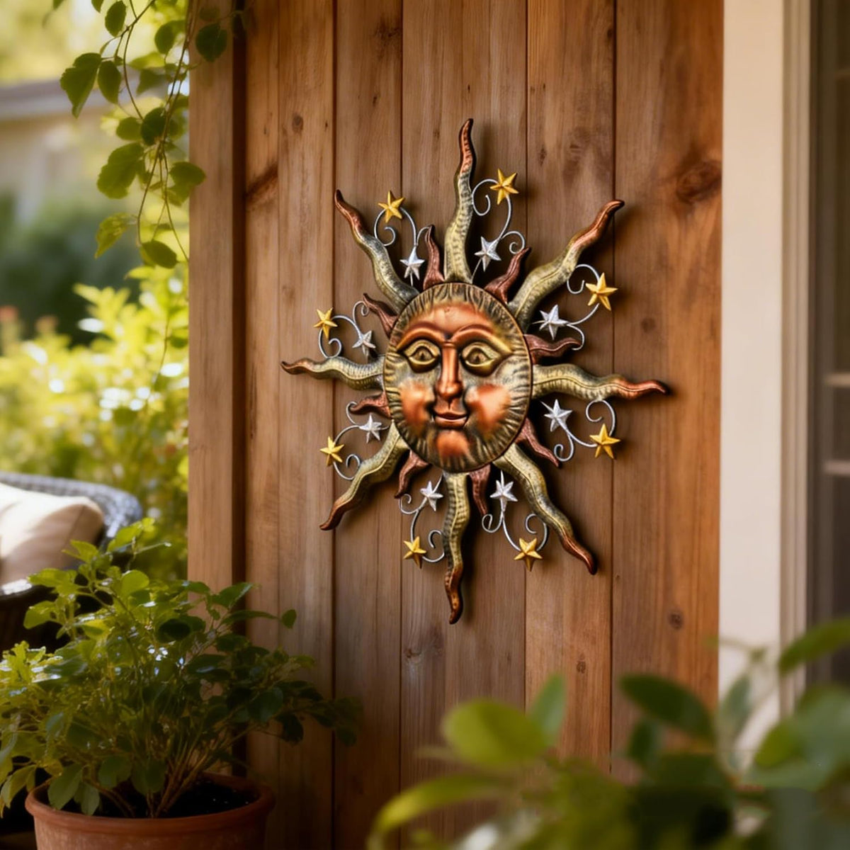 TERESA'S COLLECTIONS Arte de pared de metal Sun de bronce, 25 p...