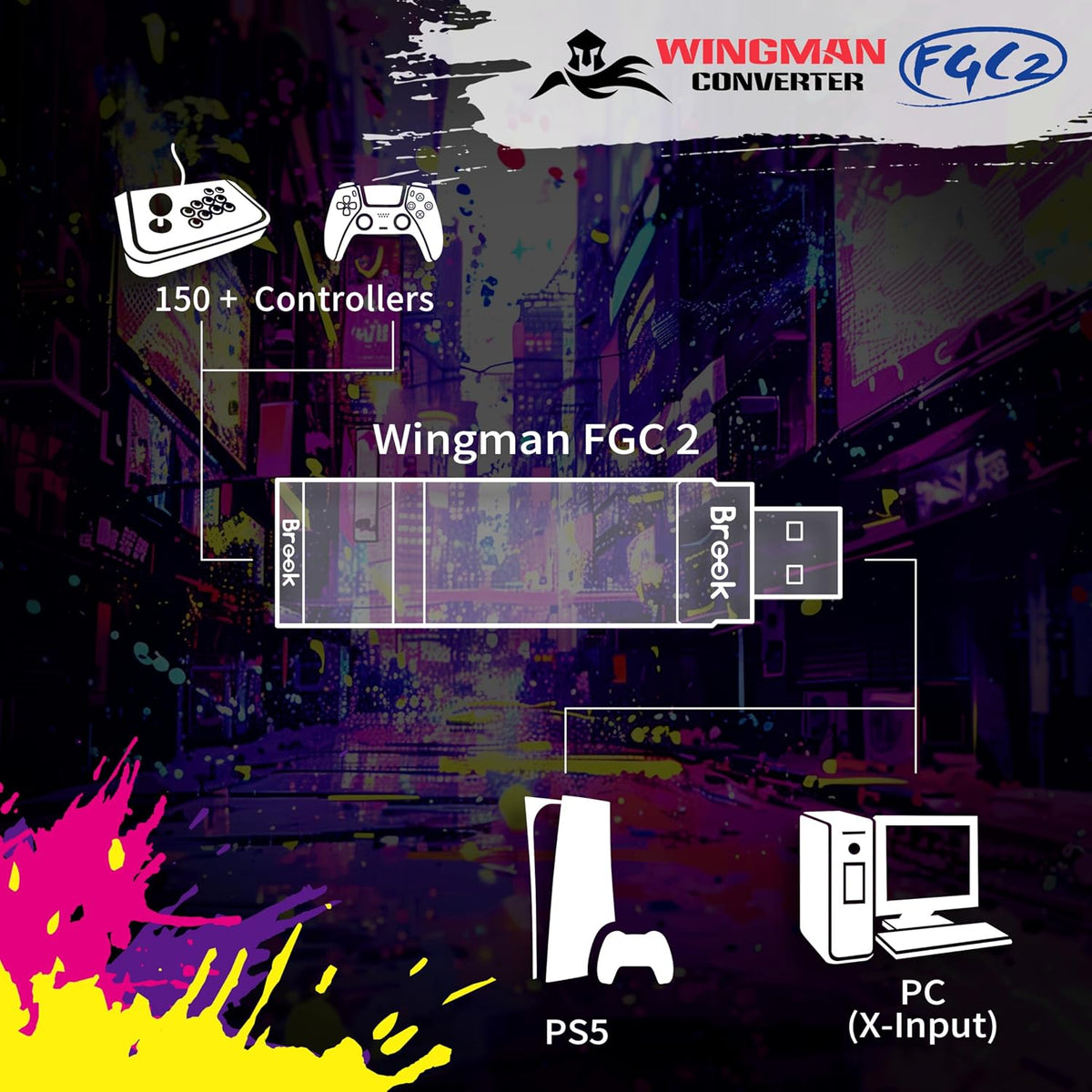 Brook Wingman FGC2 Converter-Arcade Joystick Adaptador Gamepad para...