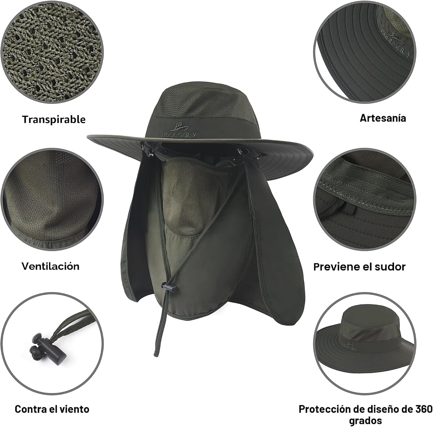 Sombrero de pesca, gorra para el sol con protección solar UPF 50+ y...