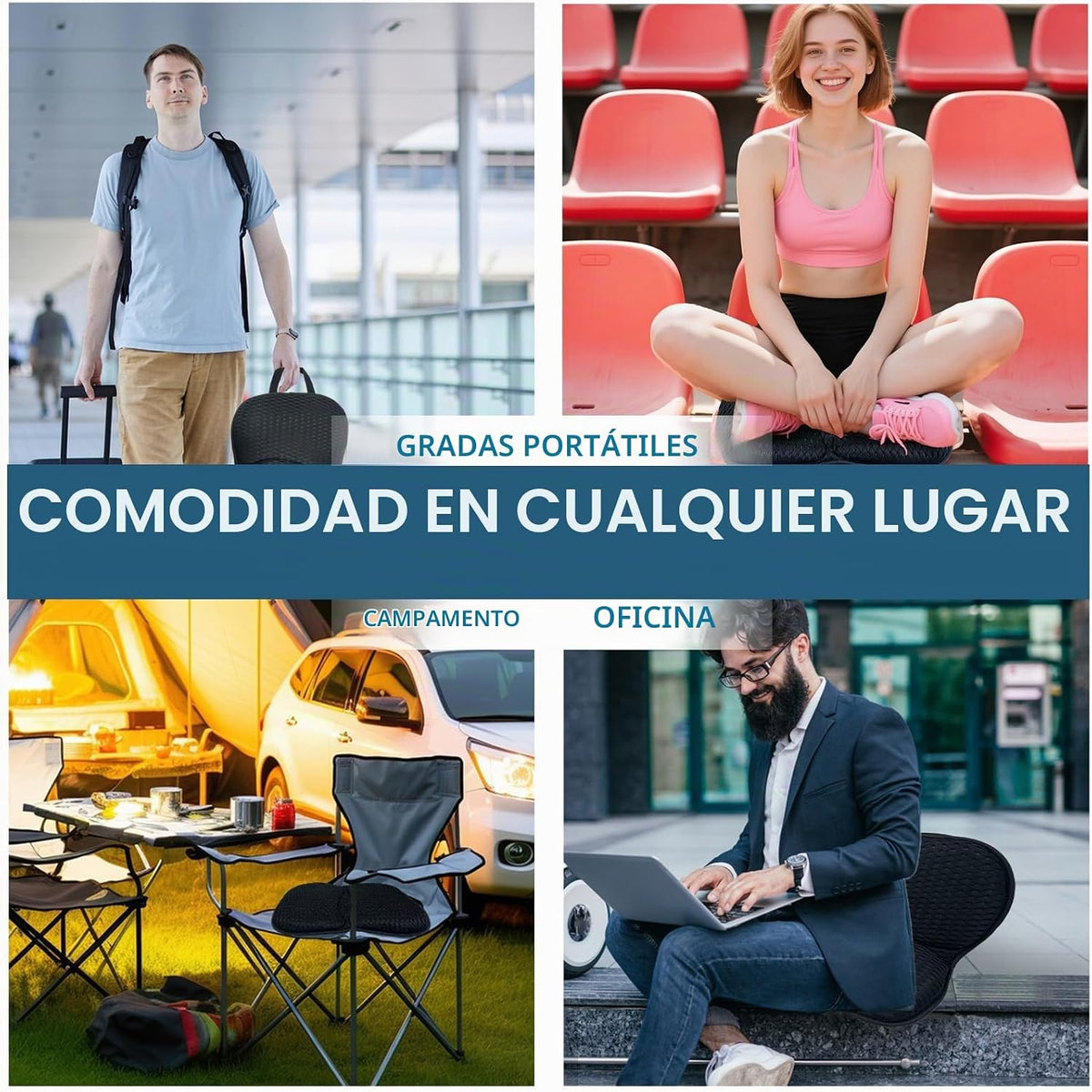 Newivi Cojín respirable portátil del asiento, suave plegable para e...