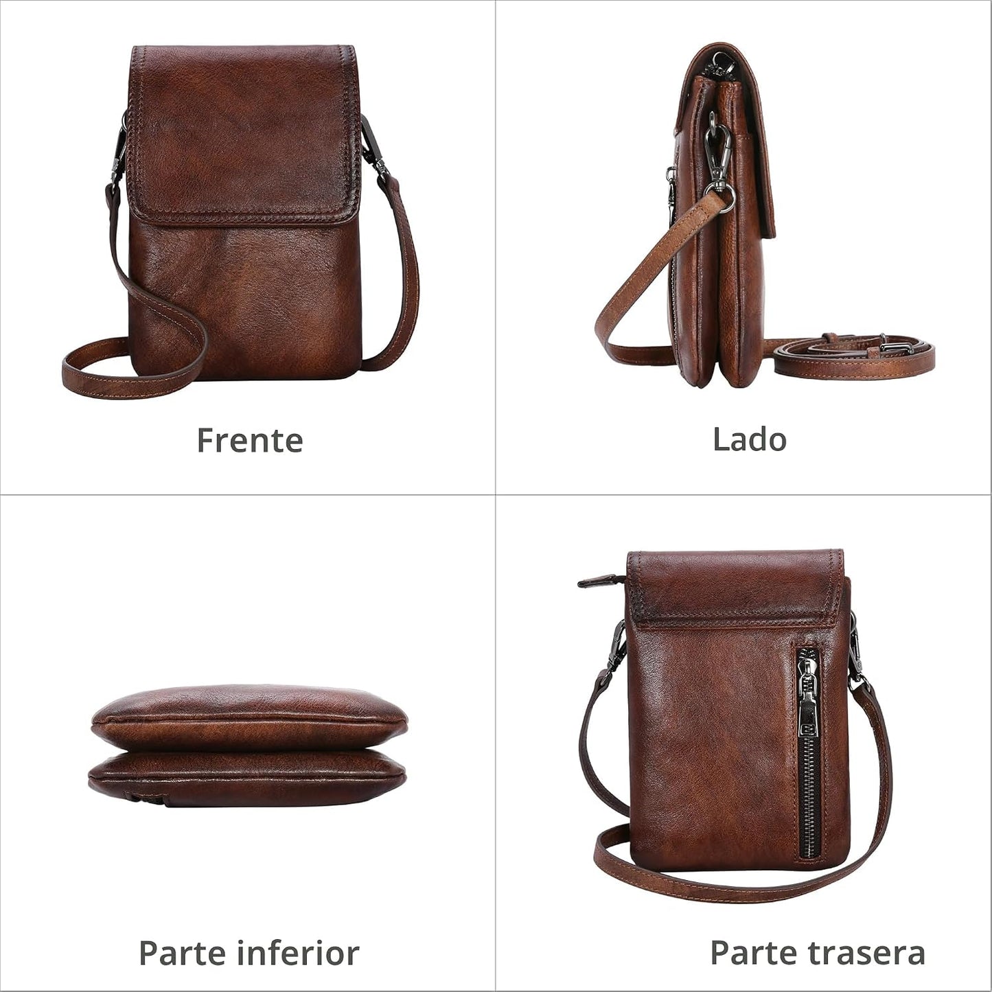 Iswee - Bolso cruzado de cuero para mujer con bloqueo RFID, pequeño...