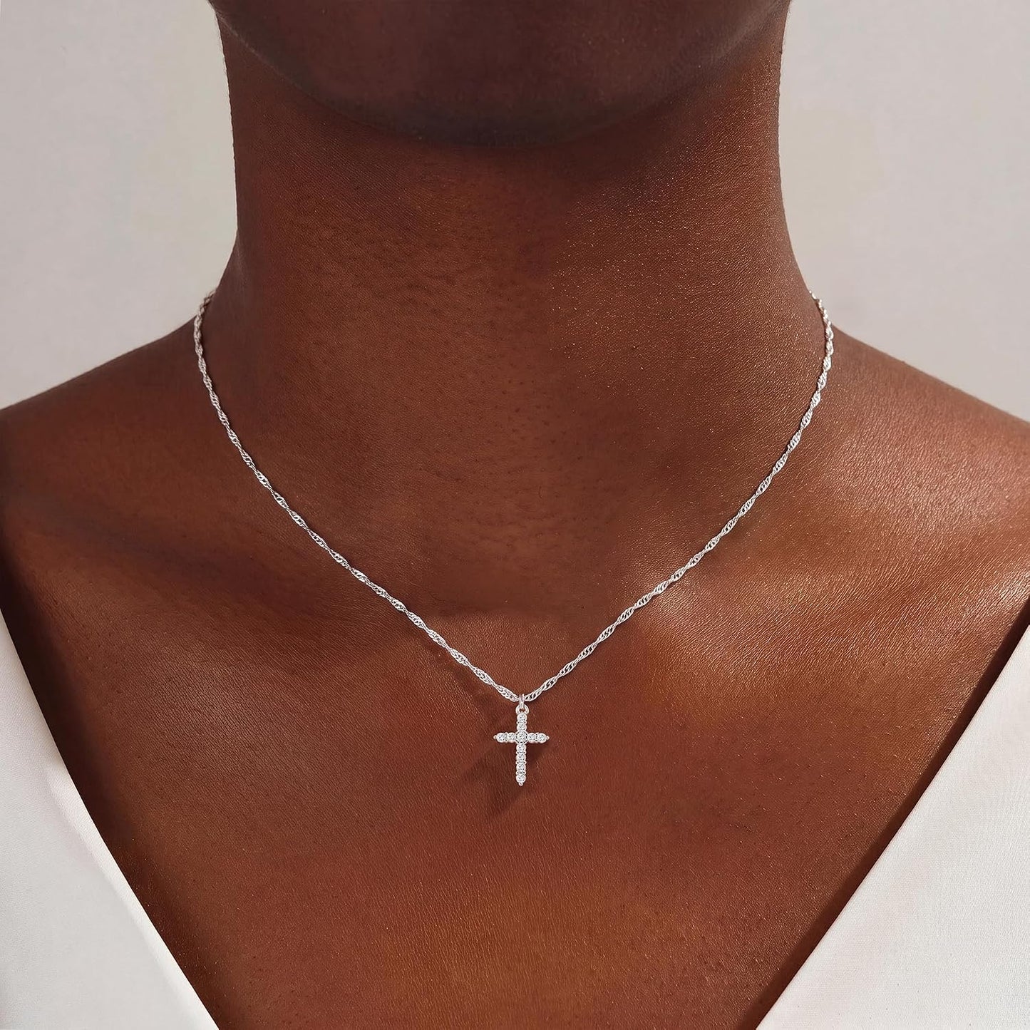 JPLJMM Collar de cruz de plata de ley S925 para mujer – Collar con...