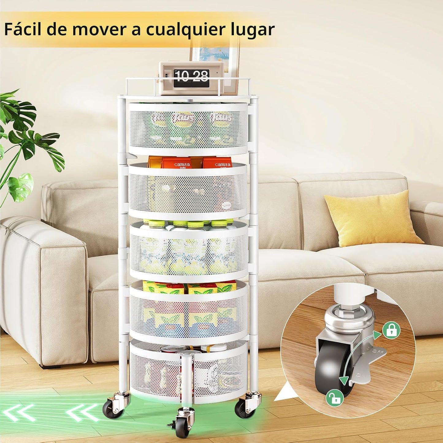 SNTD Cesta de frutas y verduras para cocina con tapa superior de me...