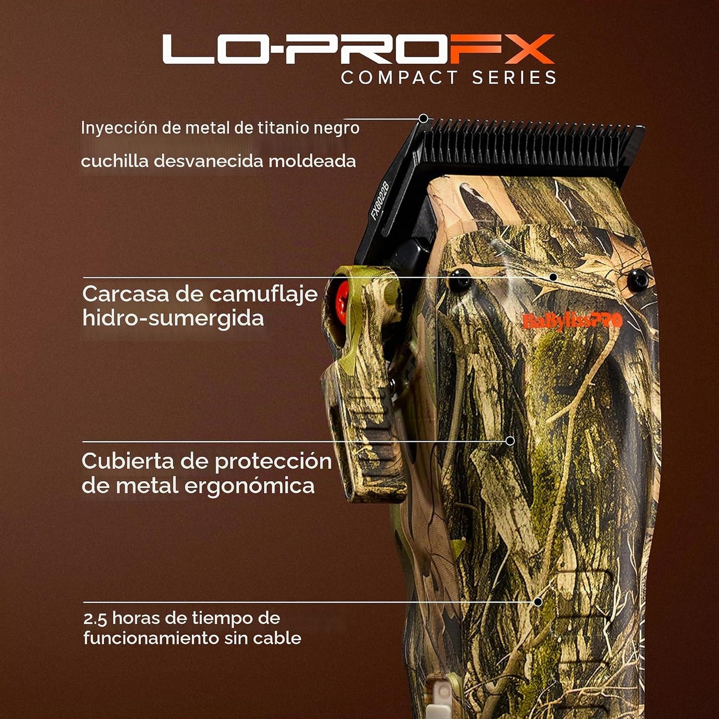 BaBylissPRO Cortapelos compacto LO-PROFX de alto rendimiento para c...