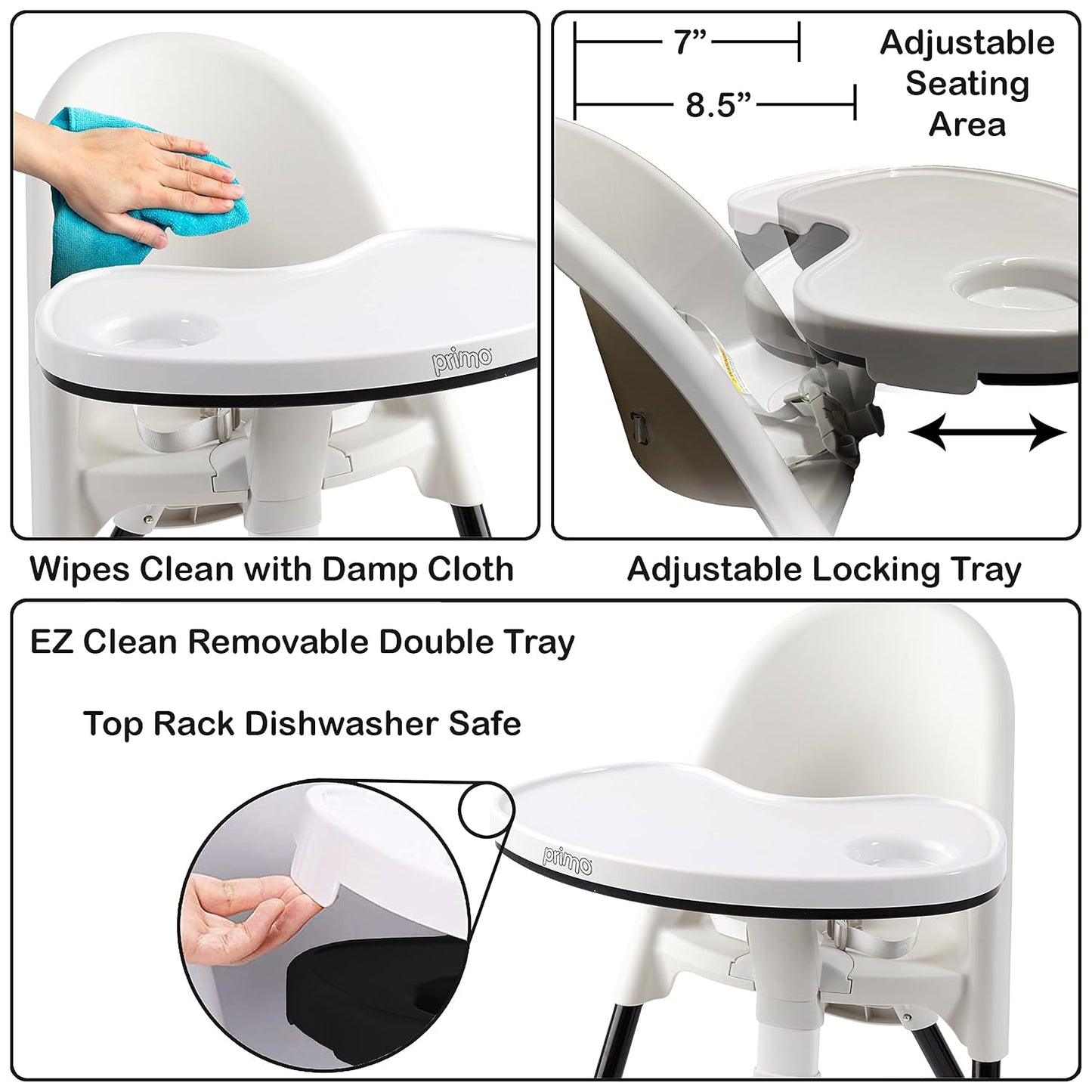 Primo Cozy Tot - Silla alta plegable convertible de lujo y silla pa...
