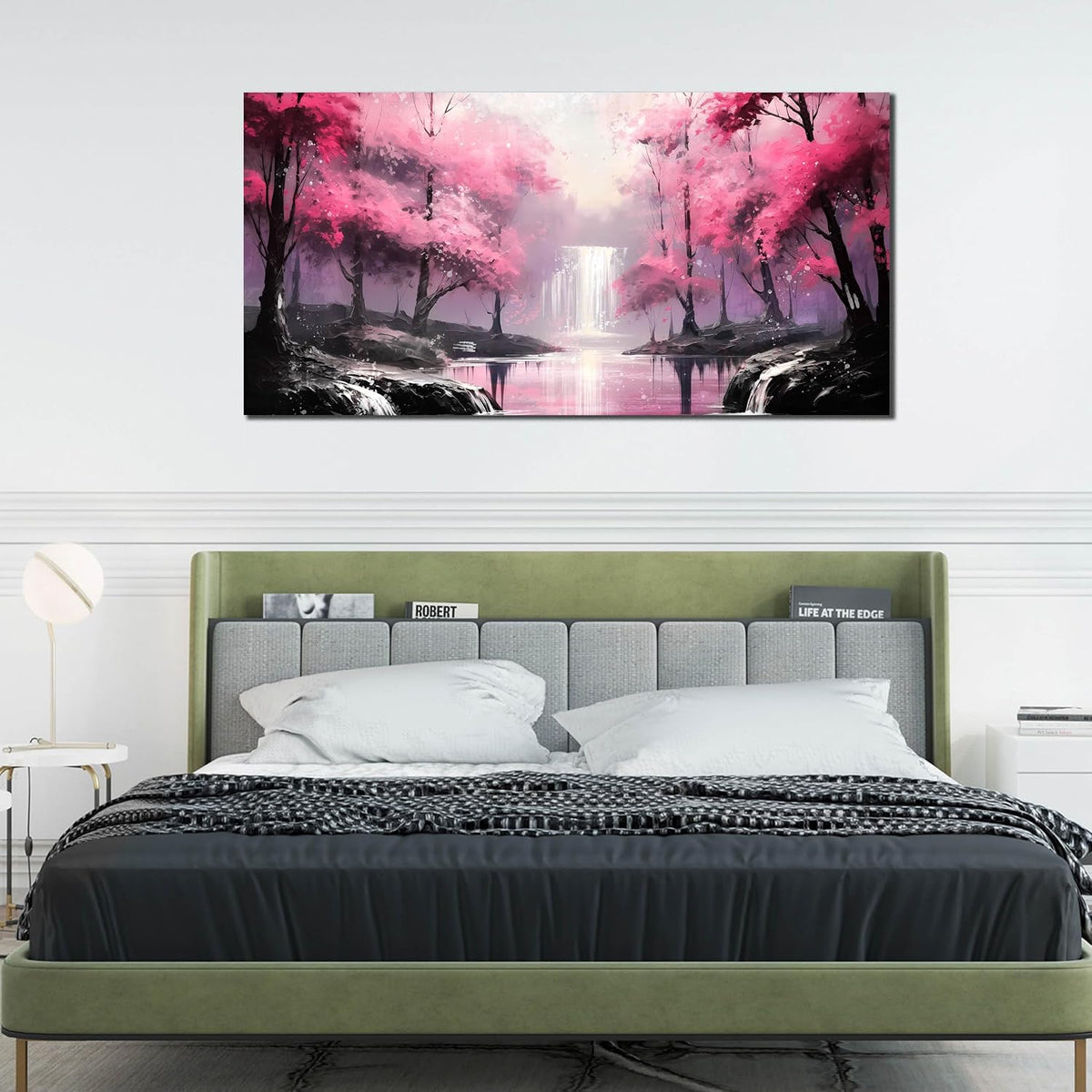 Arte de pared de árbol rosa para sala de estar de gran tamaño - Dec...