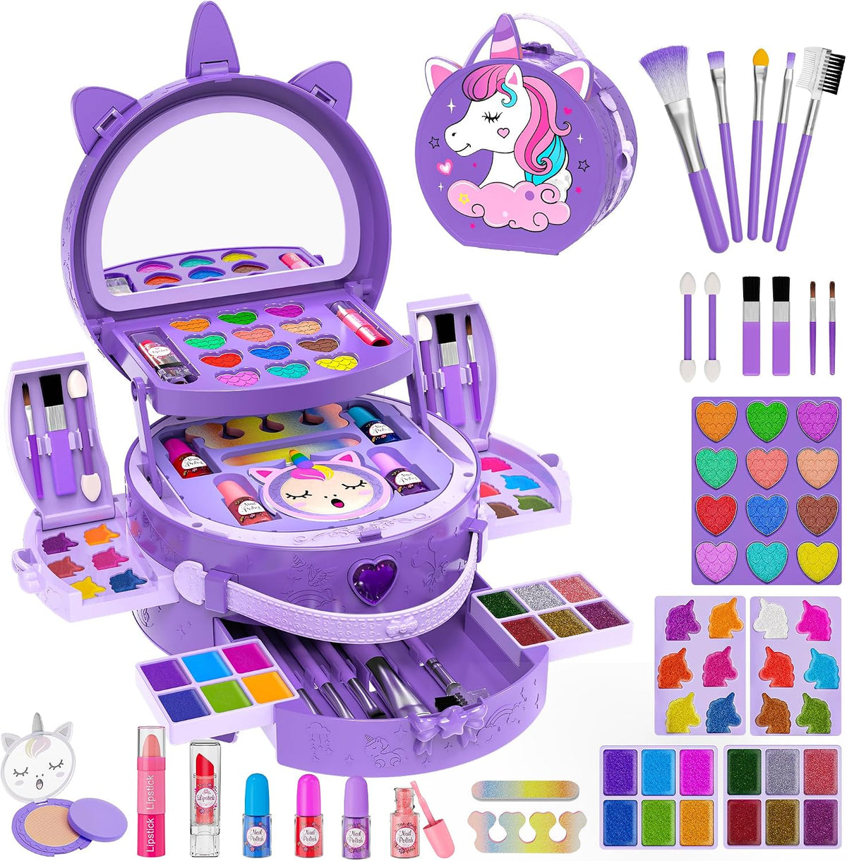 Kit de maquillaje de 59 piezas para niña, estuche de maquillaje lav...