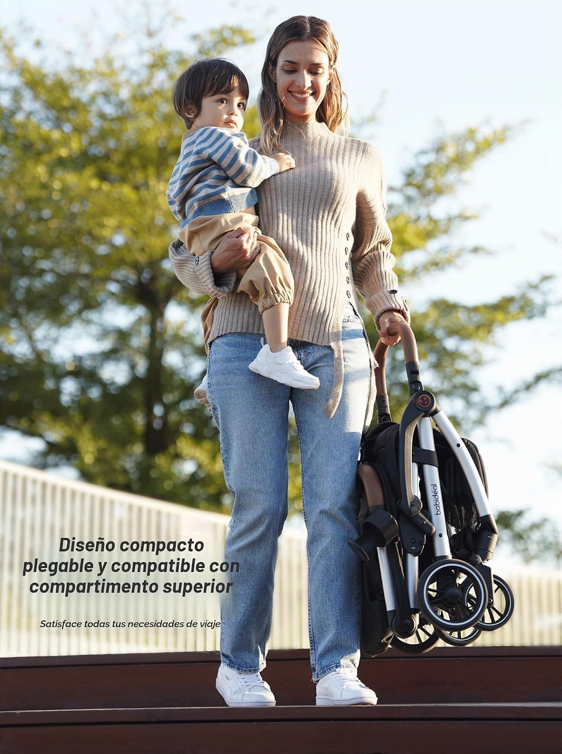 Babideal Cochecito de viaje ligero para bebé, cochecito auto plegab...