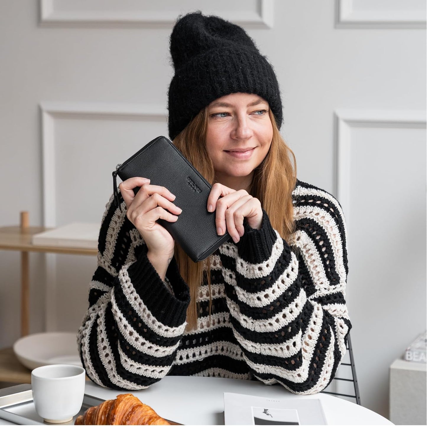 BERLINER BAGS Cartera de cuero genuino Margo, con bloqueo RFID, tar...