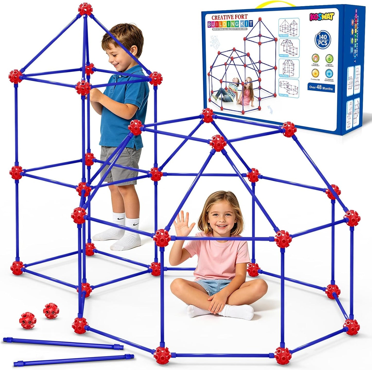 Kit de construcción de fortalezas para niños, 140 piezas de juguete...