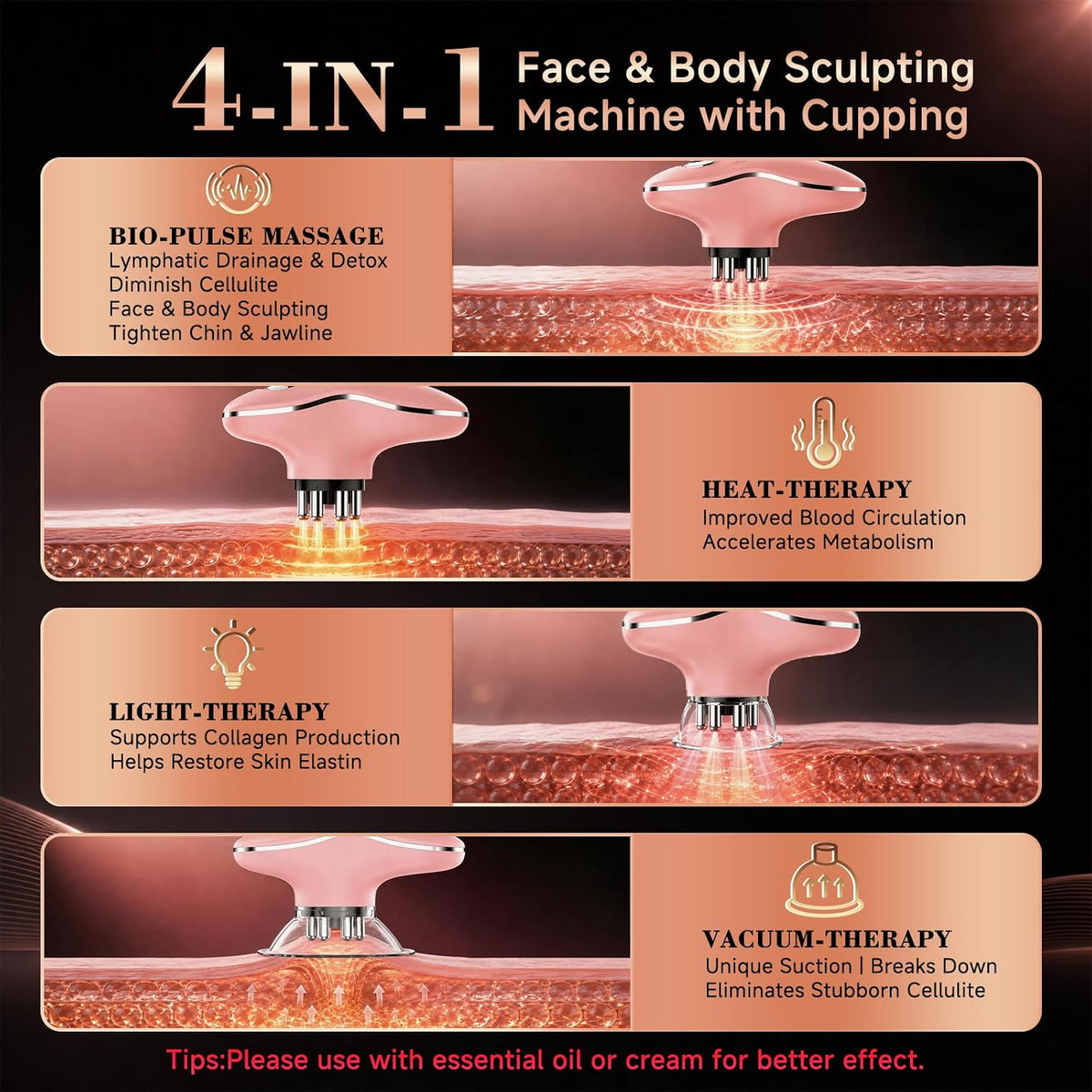 Cepillo linfático eléctrico para contorno facial para mandíbula y c...