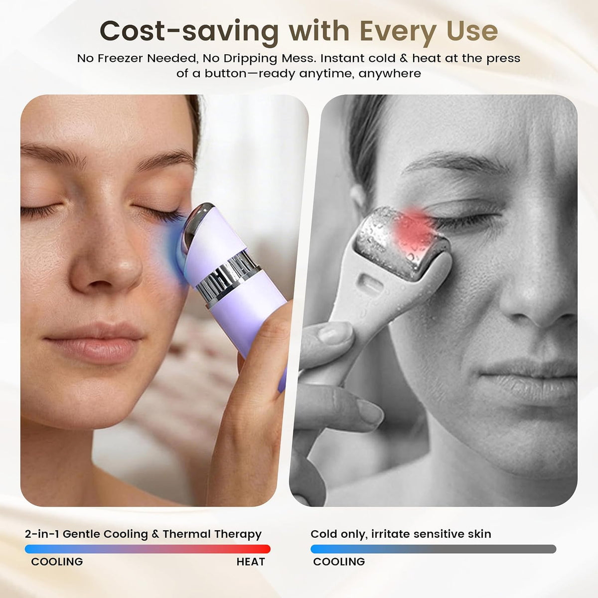 SLLIOS Varita desinfladora para ojos y cara, masajeador facial 2 en...