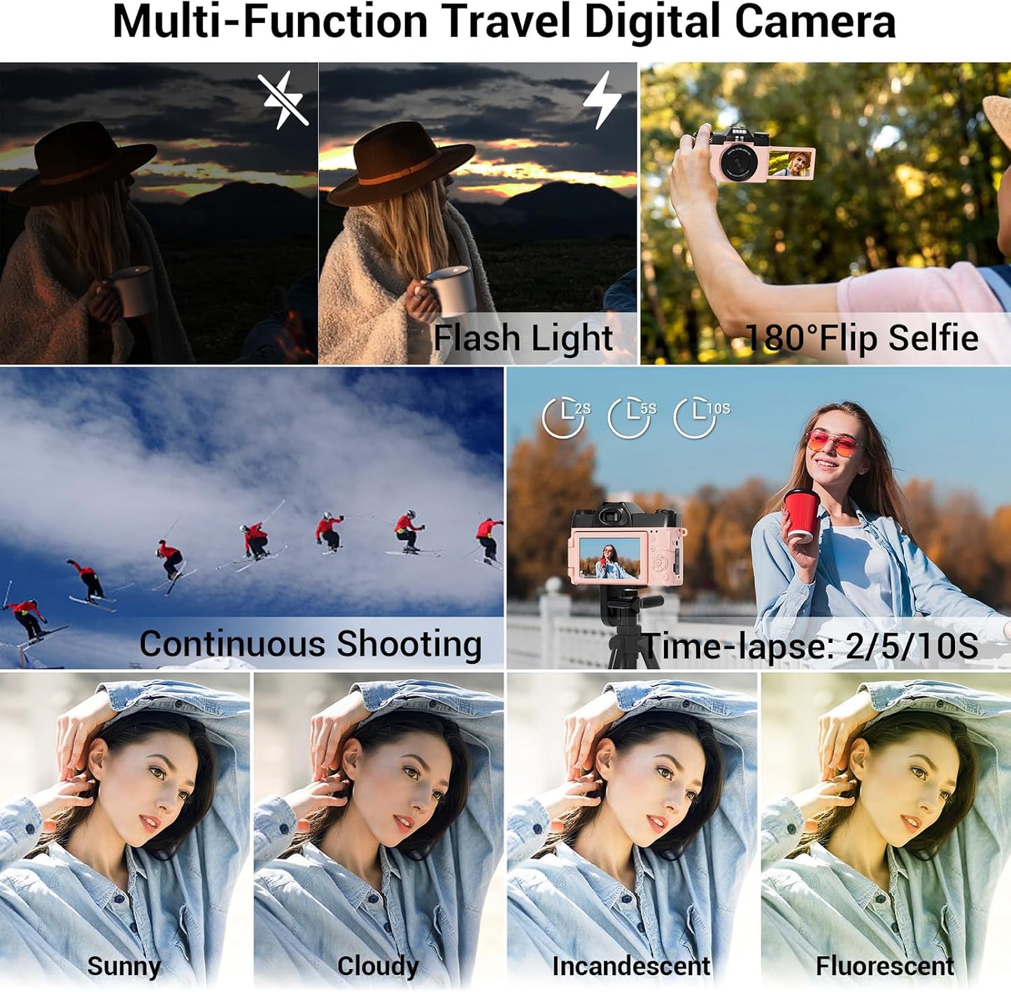 Cámara digital, FHD 4K 75MP WiFi para videoblogging y YouTube con p...