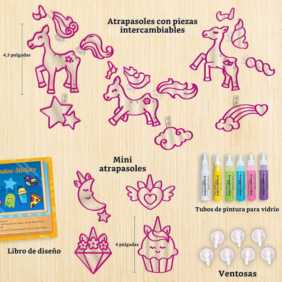 Imagimake Arte de ventana - Unicornio, kit de atrapasoles de 16 pie...