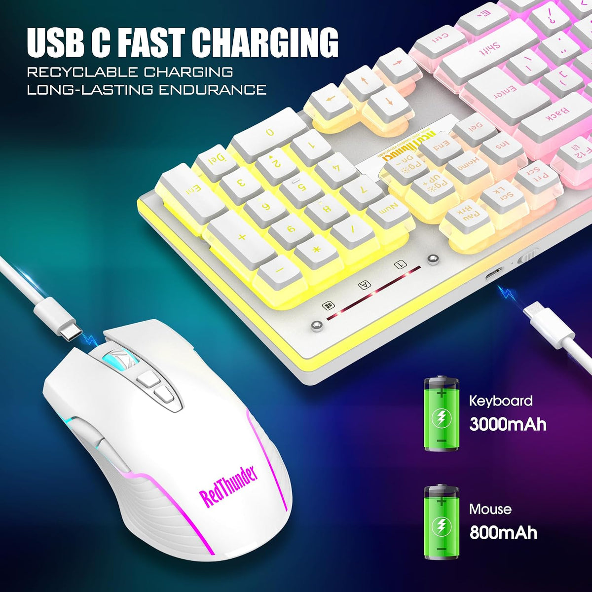 RedThunder K10 - Combo de teclado y mouse inalámbricos para juegos,...