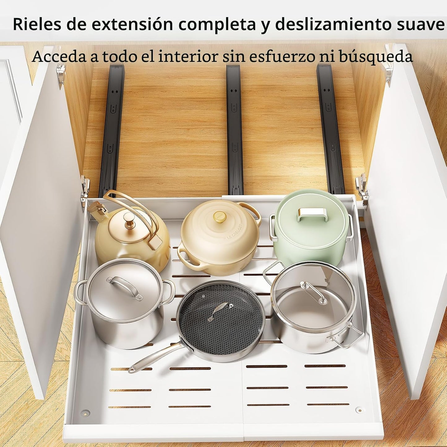 Organizador de gabinete extraíble, paquete de 2 cajones deslizables...