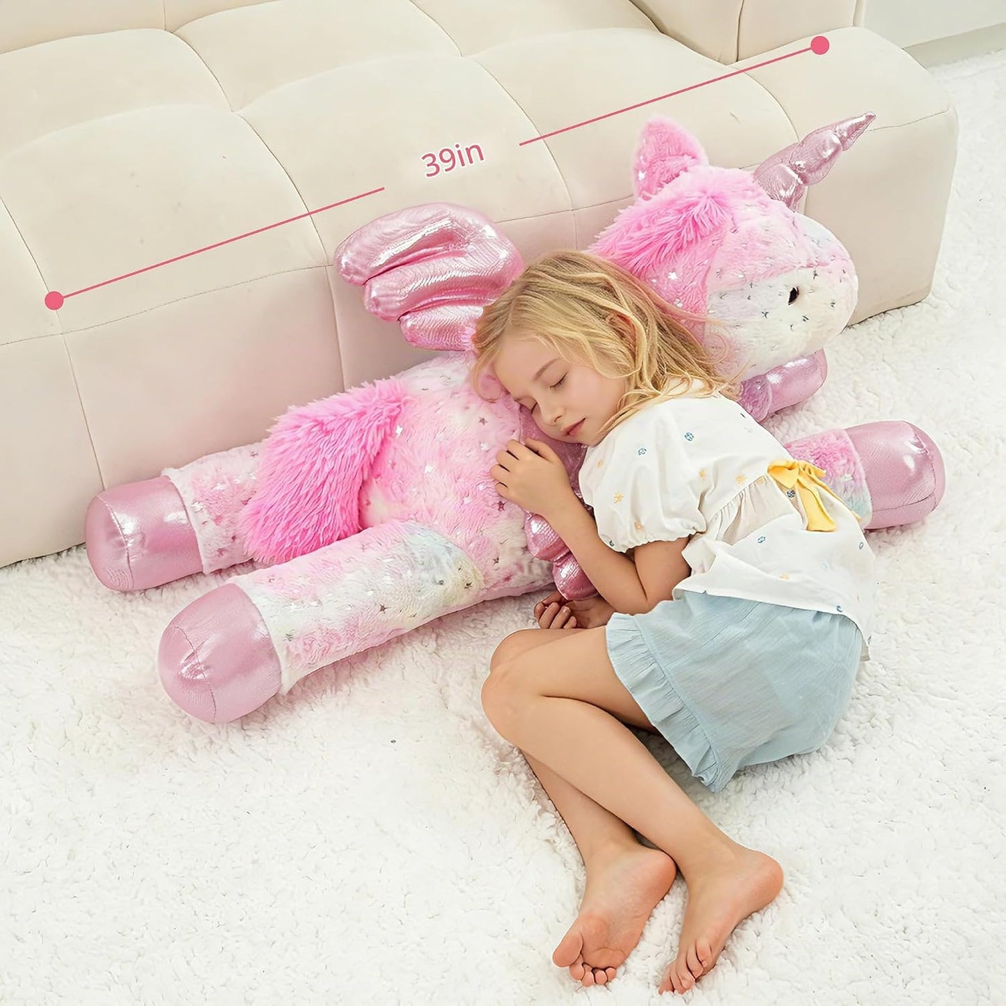 Jrystar Juguete de peluche de unicornio gigante, juguete de unicorn...