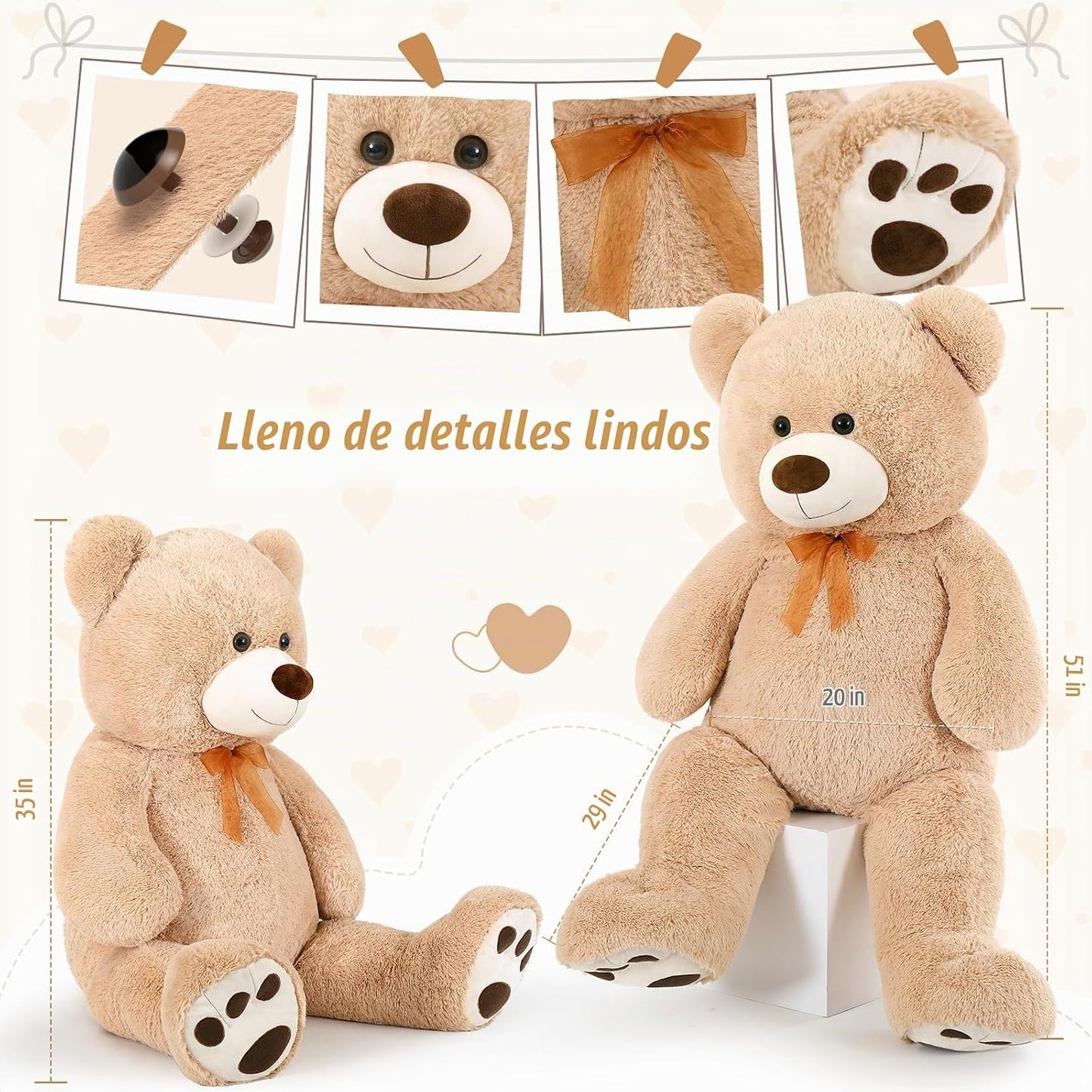 MaoGoLan - Oso de peluche gigante de 50 pulgadas, oso de peluche gr...