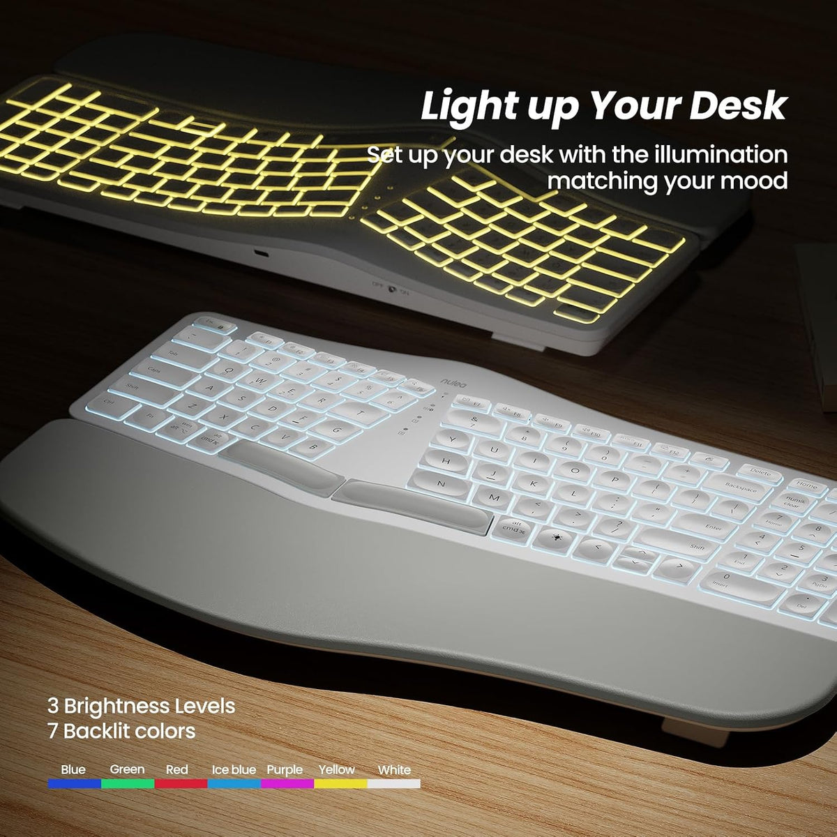 Teclado Ergonómico Inalámbrico Nulea RT05, Teclado Dividido con Rep...