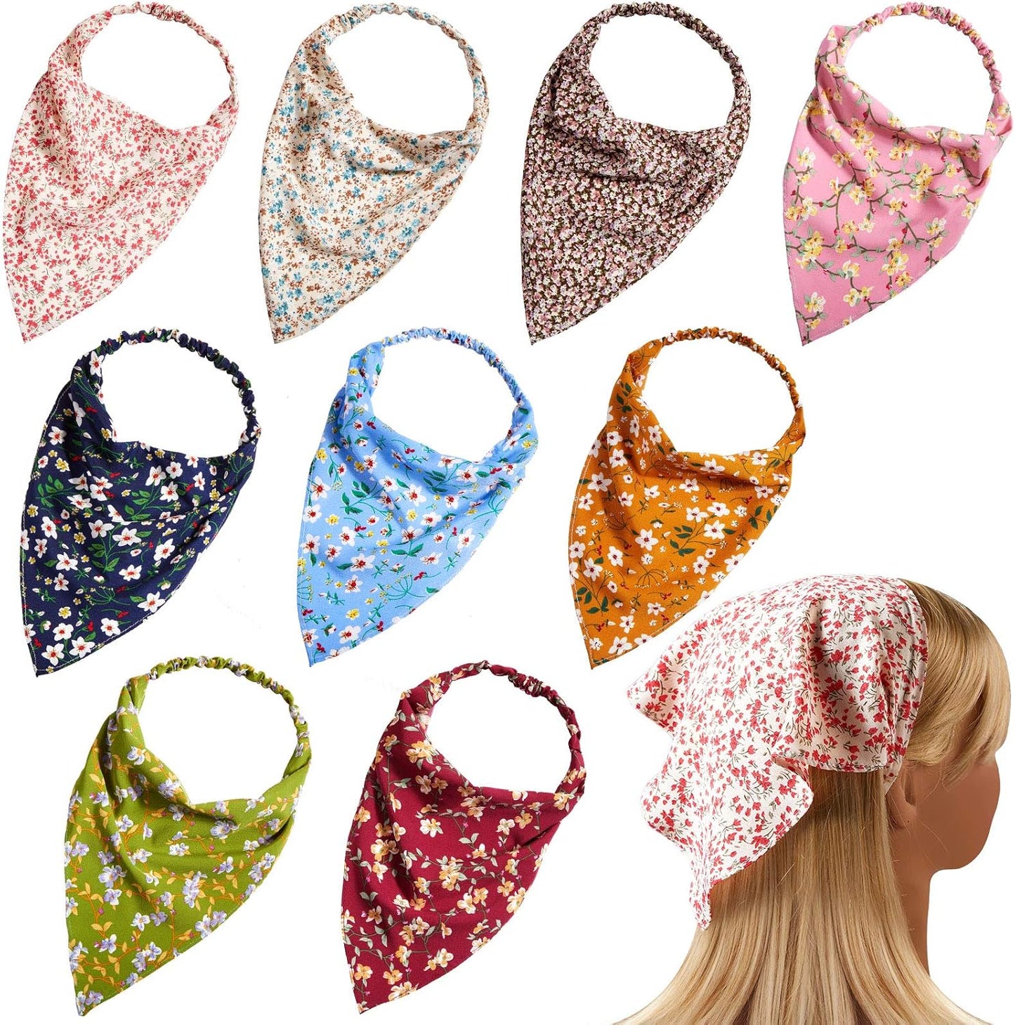 Syhood 9 PS - Pañuelo floral para el cabello, diadema vintage de ga...