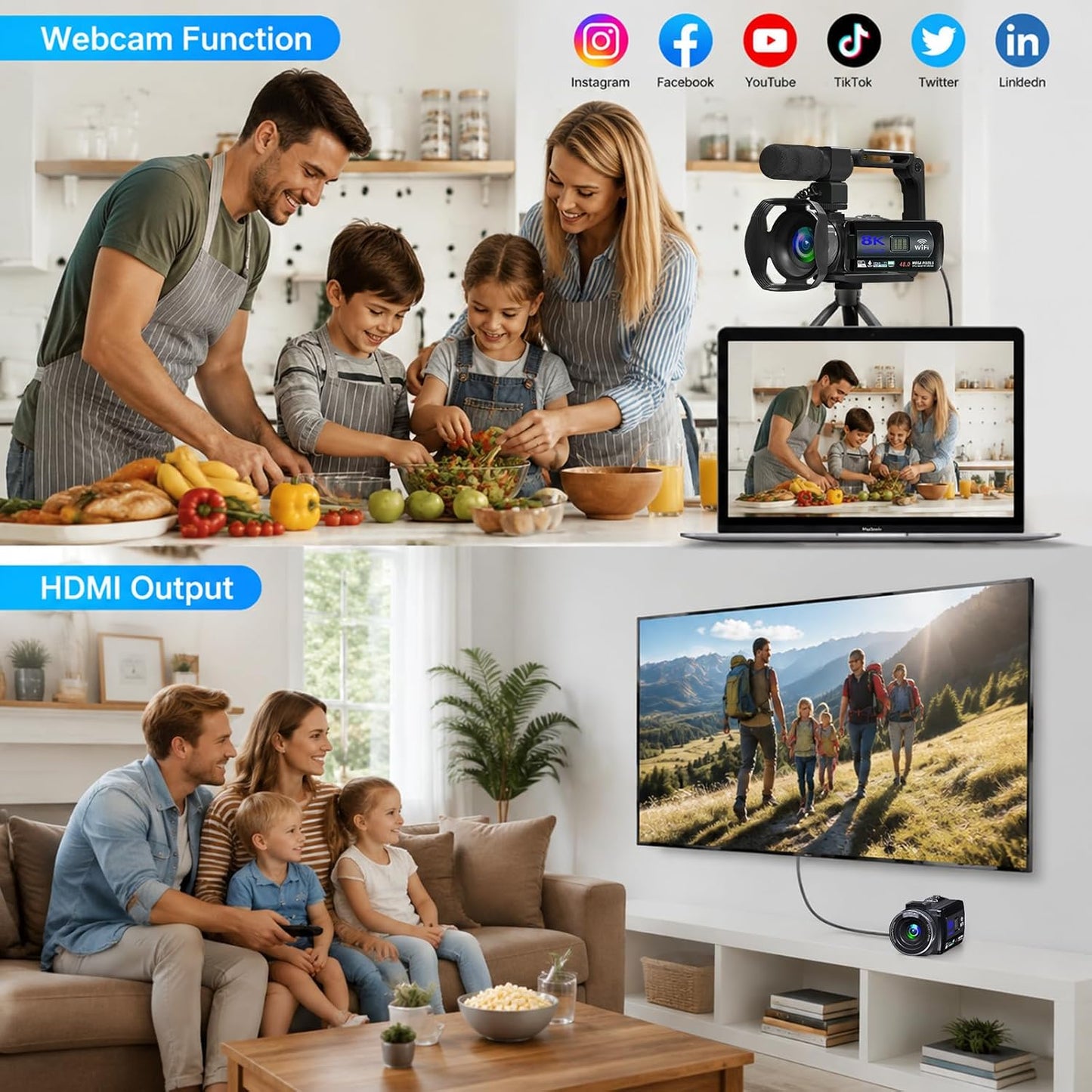 Cámara de vídeo WIKICO 8k Videocámara vlogging Cámara | con WiFi, m...