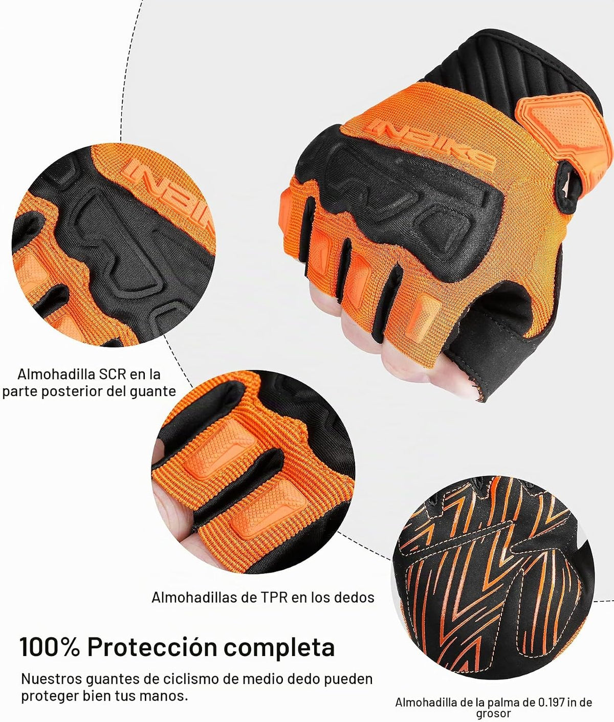 INBIKE Guantes de ciclismo sin dedos transpirables y protectores pa...