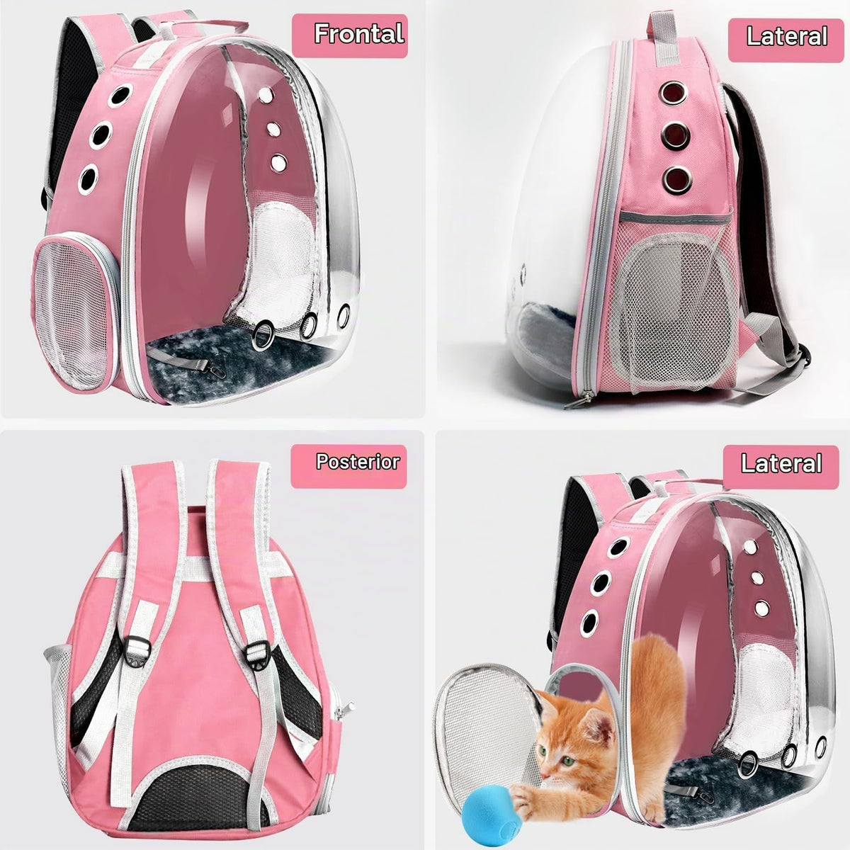 Mochila transportadora para gatos, transportador de mascotas con di...