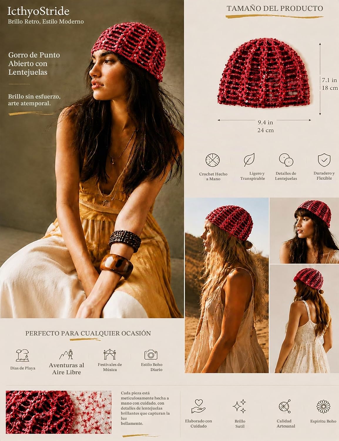 IcthyoStride Sombrero de fiesta para mujer, tocado de lentejuelas,...