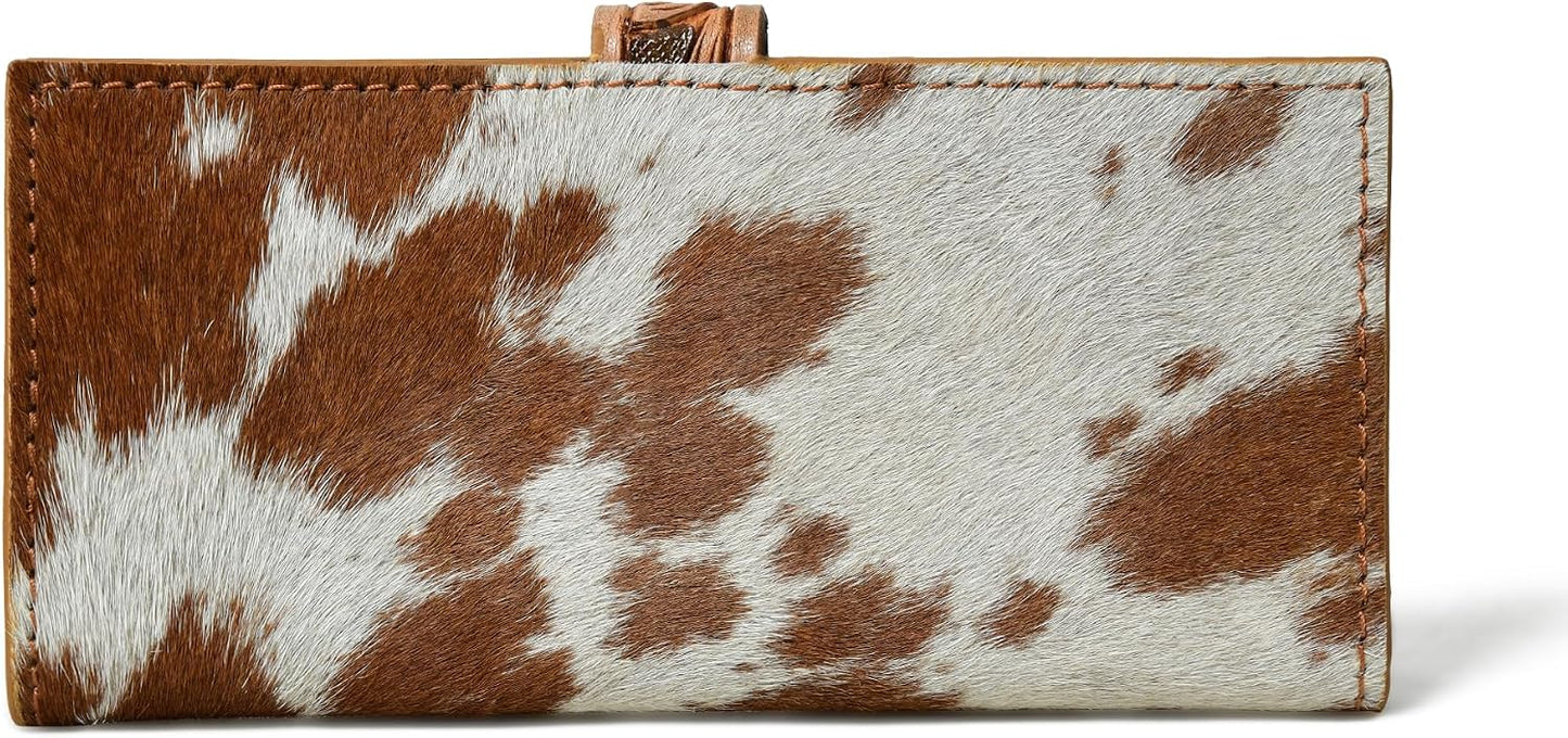 Merbaa Wild West Billetera de Cuero de Pelo de Vaca para Mujeres, l...