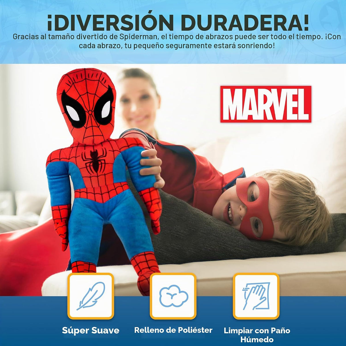 Jay Franco Marvel Super Hero Adventures - Almohadón de peluche de S...