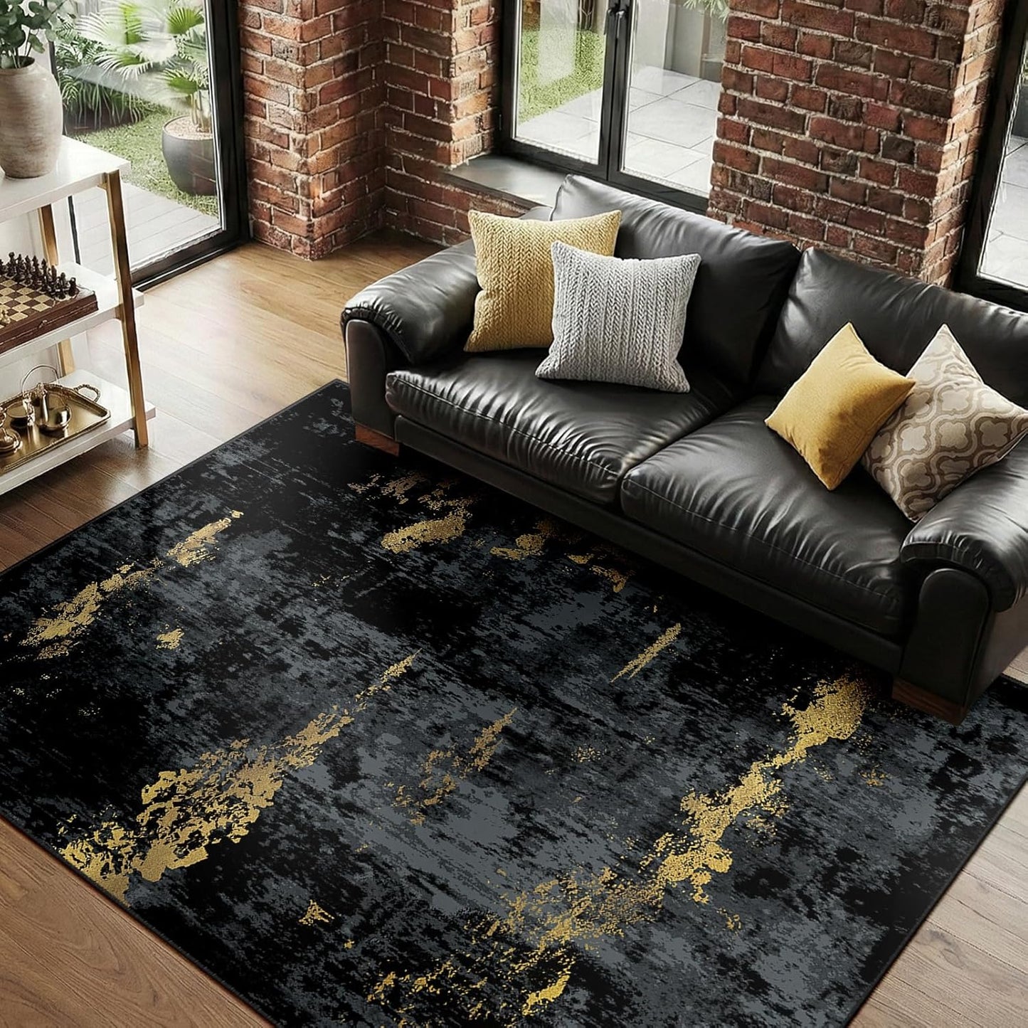 RELEANY - Alfombra abstracta lavable de 5 x 7 pies para sala de est...