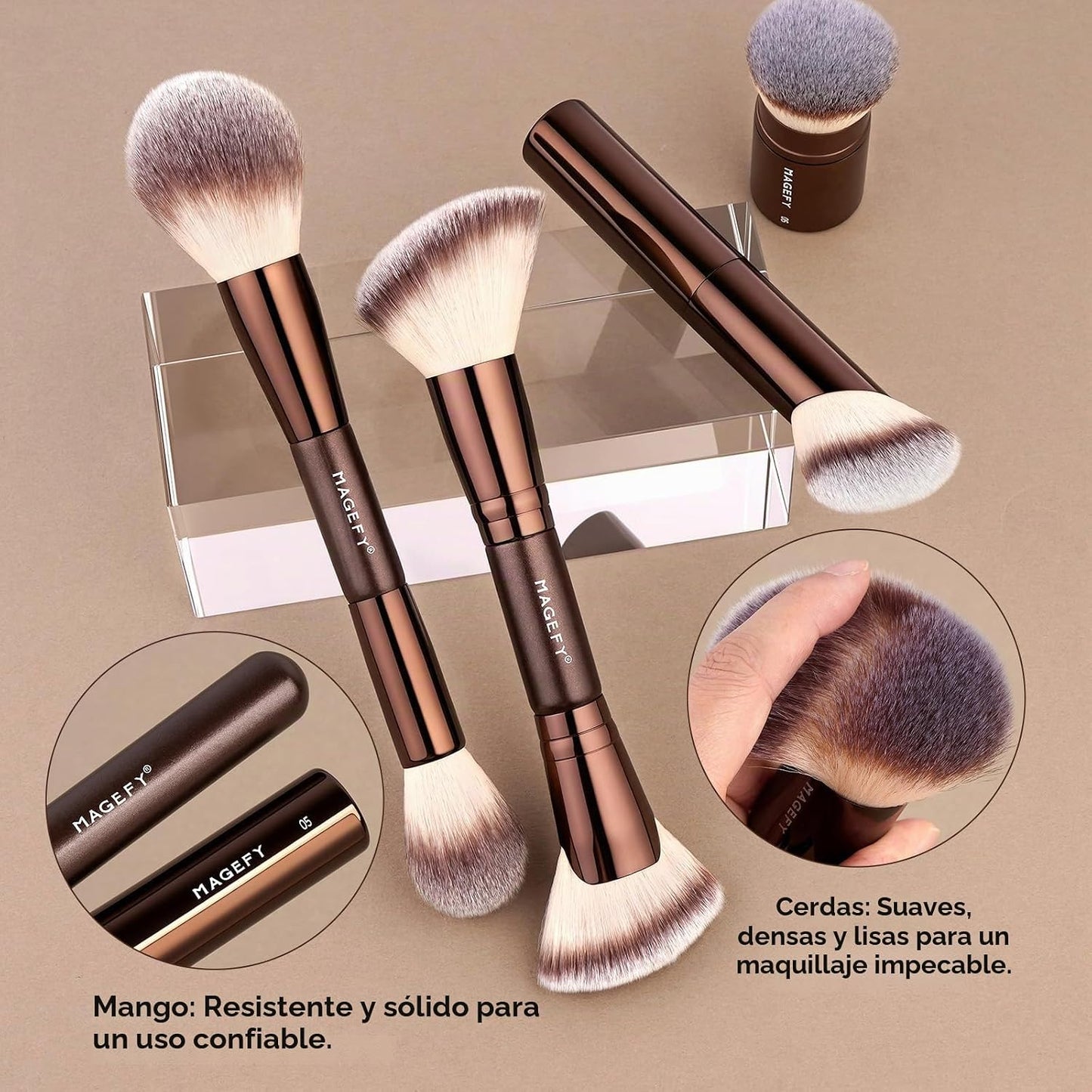MAGEFY Juego de brochas de maquillaje profesionales 26 en 20 brocha...