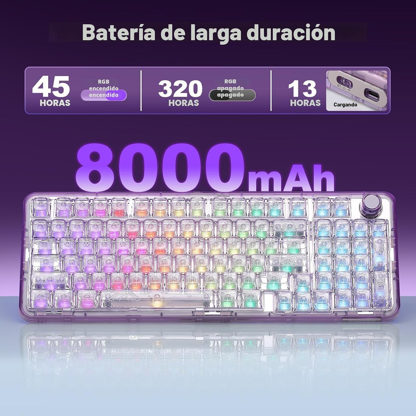 YUNZII X98 QMK\/VIA Teclado Mecánico Inalámbrico para Juegos con Pe...