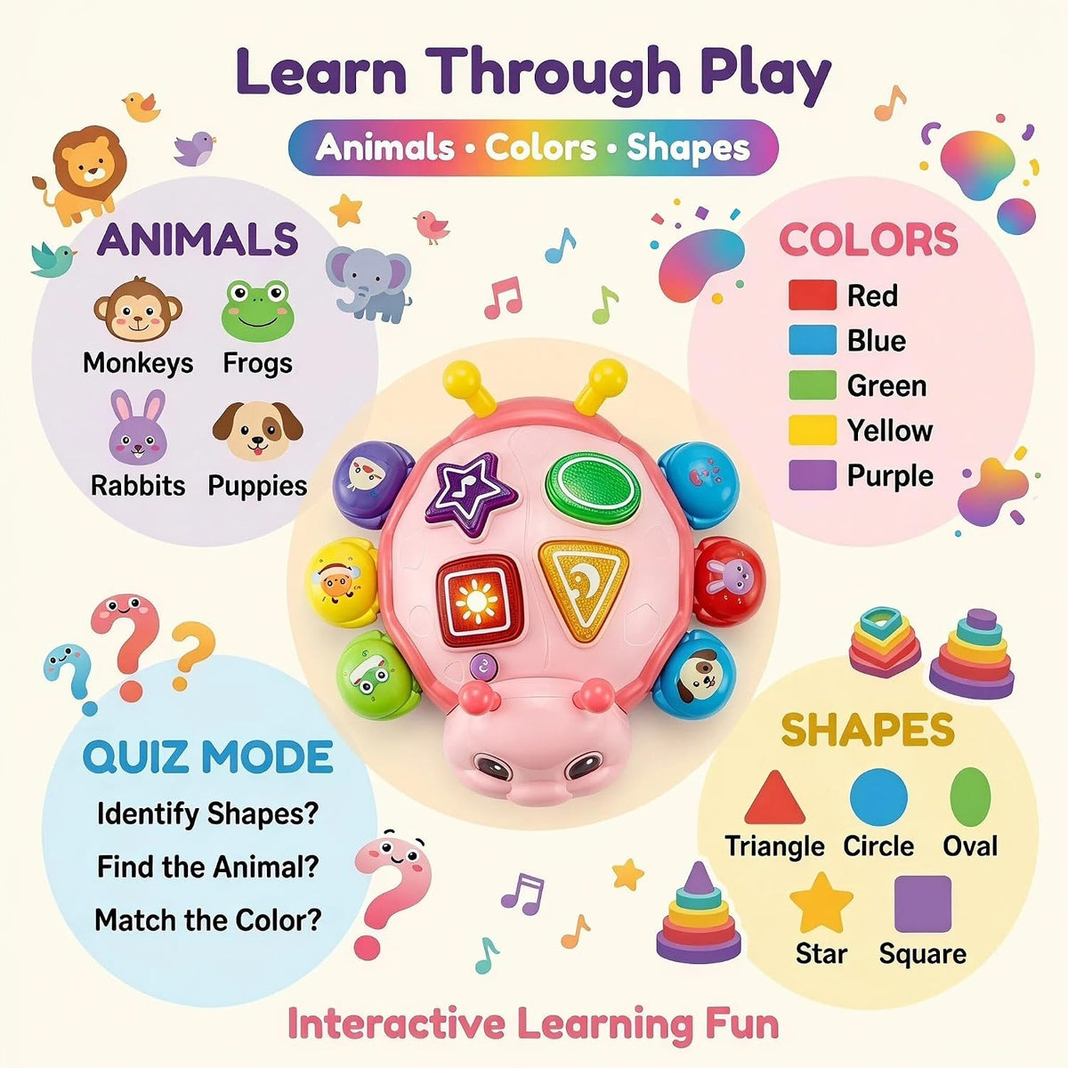 AUUGUU Juguetes musicales para bebés, juguetes musicales iluminados...