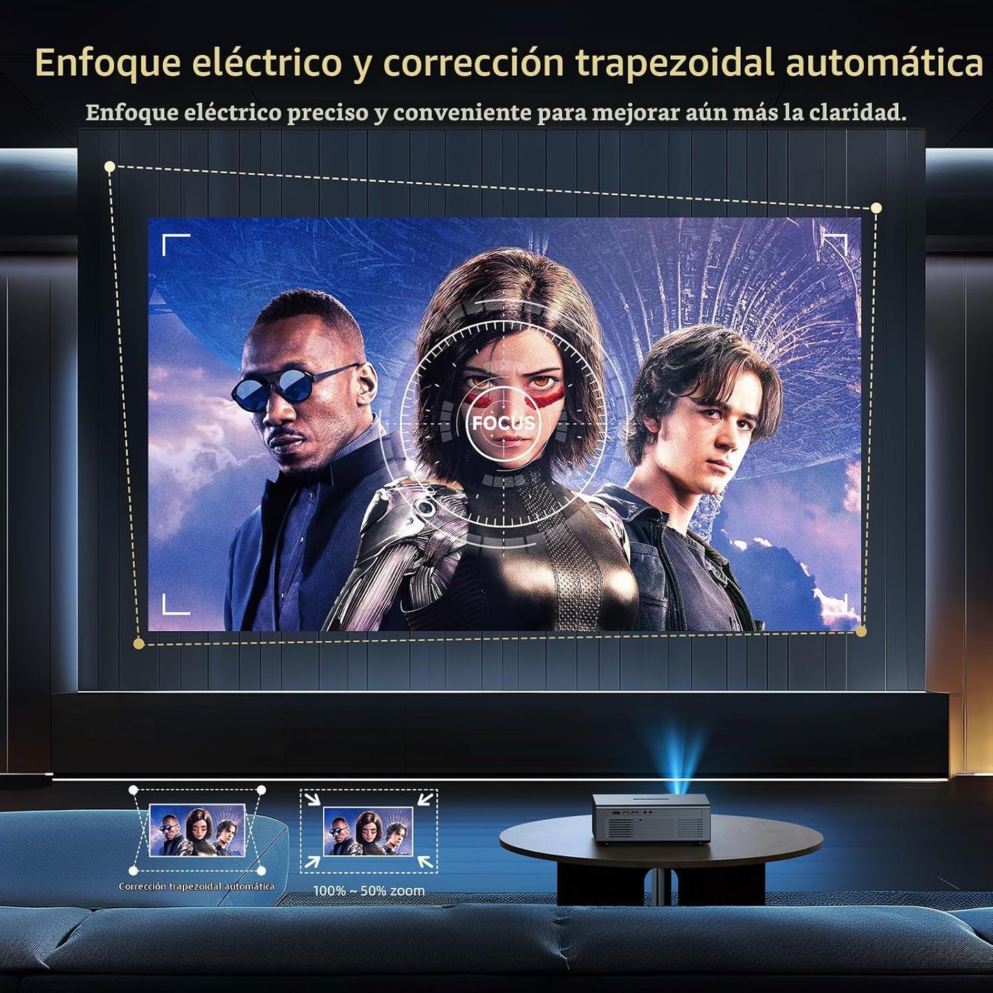 Proyector para exteriores con WiFi6 y Bluetooth5.3 Mini proyectores...