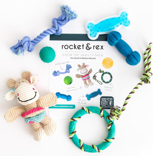 Rocket &amp; Rex, juguetes masticables para perros y cachorros. Lim...