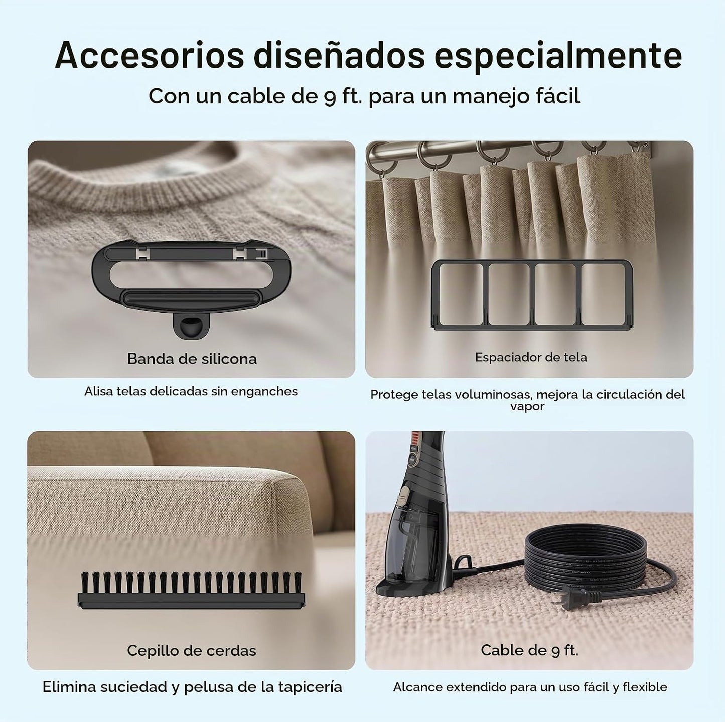 Conair Vaporizador de mano para ropa y tapicería, 3 accesorios, neg...