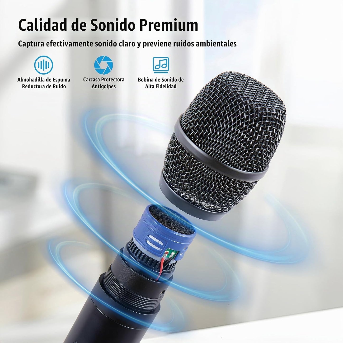 RXSKERTL Micrófono para cantar, sistema de micrófono inalámbrico, d...