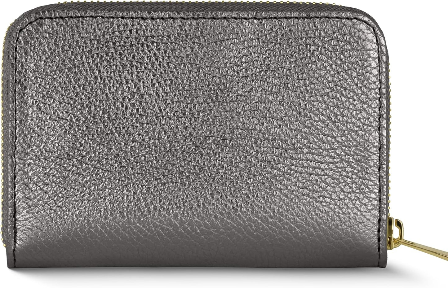TAKEASY Cartera italiana de cuero metálico genuino para mujer con c...